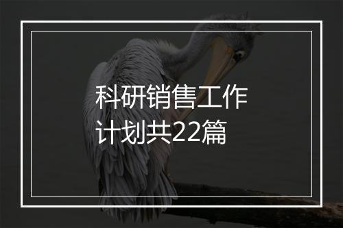 科研销售工作计划共22篇