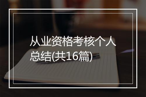 从业资格考核个人总结(共16篇)
