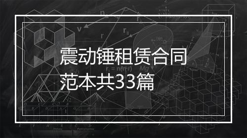 震动锤租赁合同范本共33篇