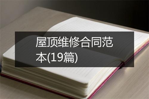 屋顶维修合同范本(19篇)
