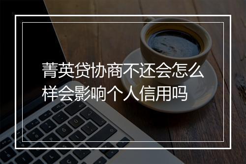 菁英贷协商不还会怎么样会影响个人信用吗