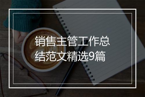 销售主管工作总结范文精选9篇