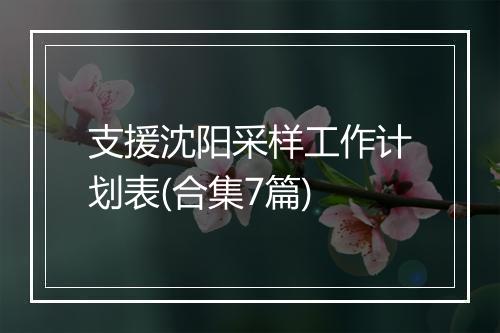 支援沈阳采样工作计划表(合集7篇)