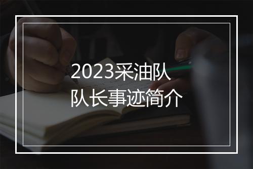 2023采油队队长事迹简介