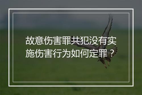 故意伤害罪共犯没有实施伤害行为如何定罪？