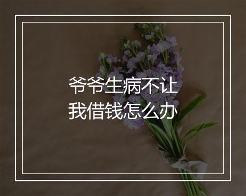 爷爷生病不让我借钱怎么办