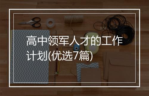高中领军人才的工作计划(优选7篇)