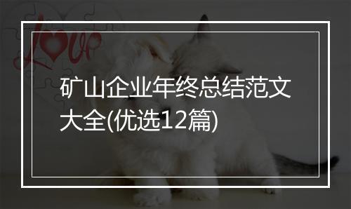 矿山企业年终总结范文大全(优选12篇)
