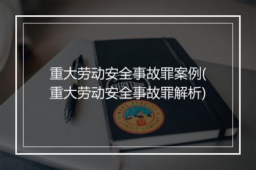 重大劳动安全事故罪案例(重大劳动安全事故罪解析)