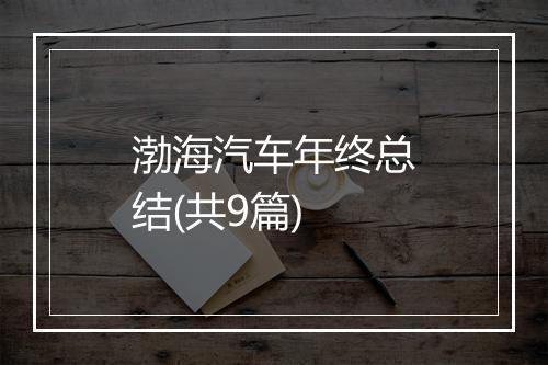 渤海汽车年终总结(共9篇)