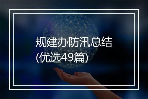 规建办防汛总结(优选49篇)