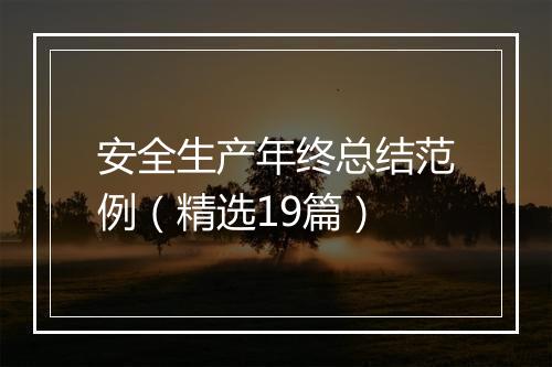 安全生产年终总结范例（精选19篇）