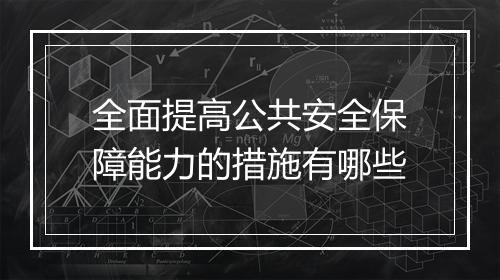 全面提高公共安全保障能力的措施有哪些