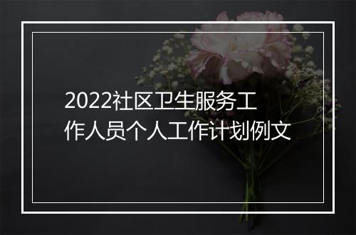 2022社区卫生服务工作人员个人工作计划例文