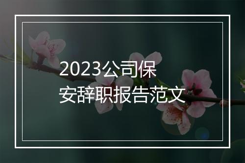 2023公司保安辞职报告范文