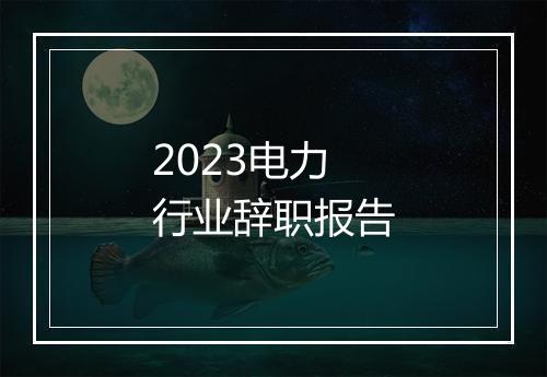 2023电力行业辞职报告