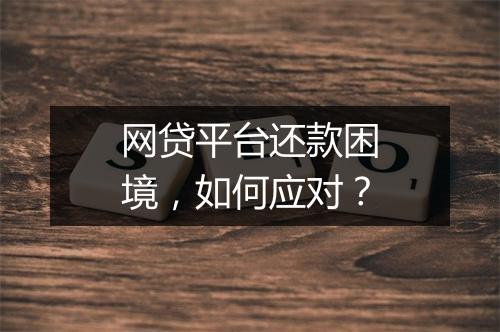 网贷平台还款困境，如何应对？