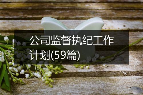 公司监督执纪工作计划(59篇)