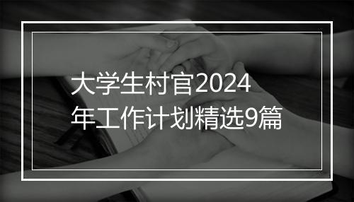 大学生村官2024年工作计划精选9篇