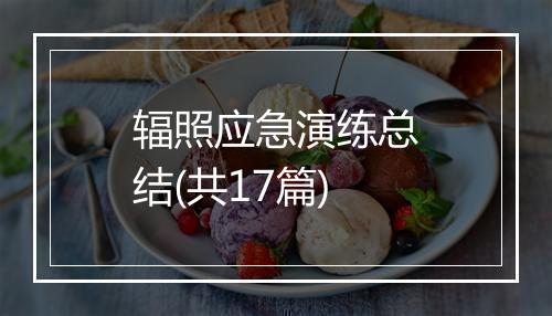 辐照应急演练总结(共17篇)