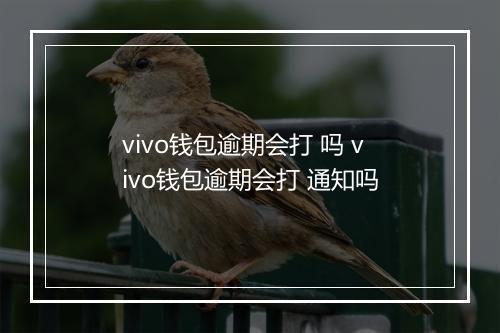 vivo钱包逾期会打 吗 vivo钱包逾期会打 通知吗