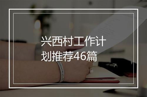 兴西村工作计划推荐46篇