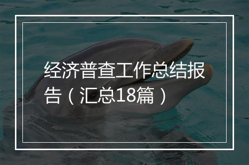 经济普查工作总结报告（汇总18篇）