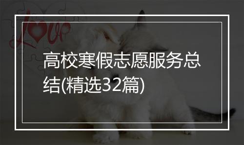 高校寒假志愿服务总结(精选32篇)
