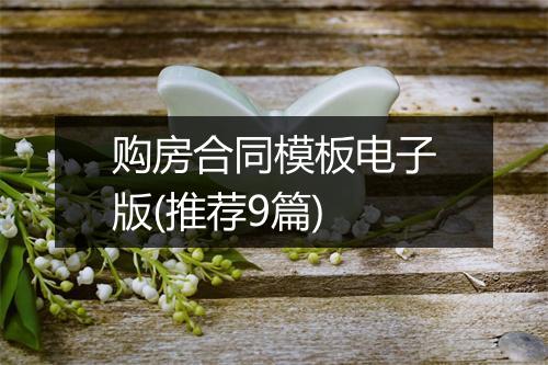 购房合同模板电子版(推荐9篇)
