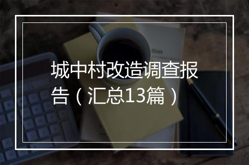 城中村改造调查报告（汇总13篇）