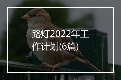 路灯2022年工作计划(6篇)
