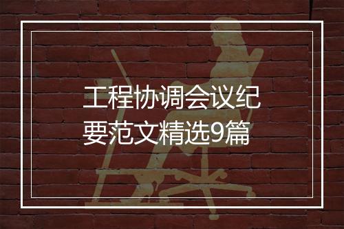 工程协调会议纪要范文精选9篇