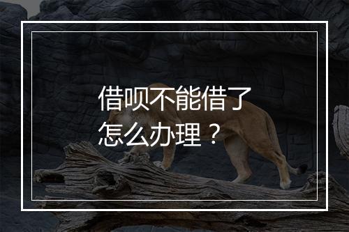 借呗不能借了怎么办理？
