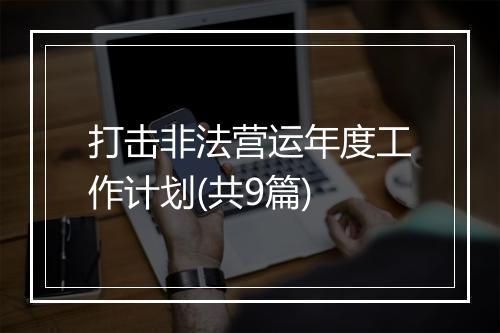 打击非法营运年度工作计划(共9篇)