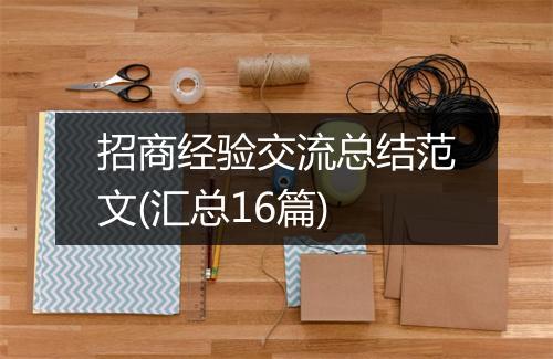 招商经验交流总结范文(汇总16篇)