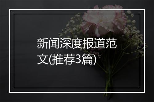 新闻深度报道范文(推荐3篇)