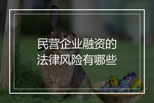 民营企业融资的法律风险有哪些