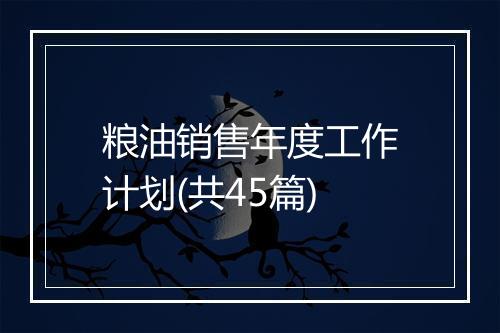 粮油销售年度工作计划(共45篇)