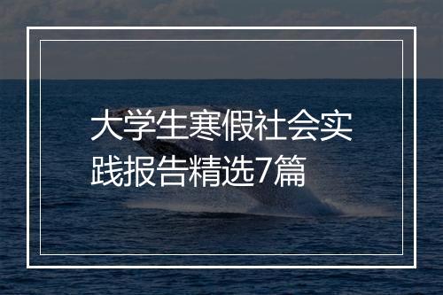 大学生寒假社会实践报告精选7篇