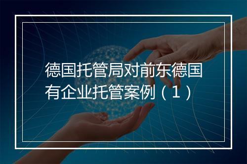 德国托管局对前东德国有企业托管案例（1）