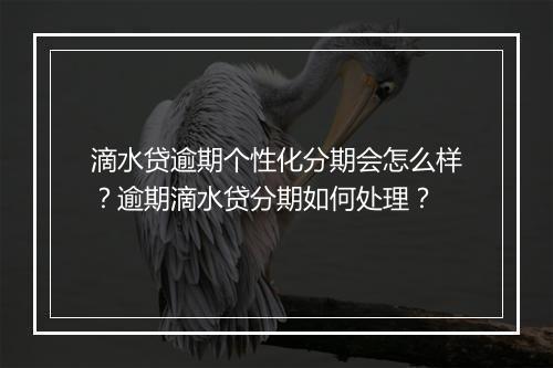 滴水贷逾期个性化分期会怎么样？逾期滴水贷分期如何处理？
