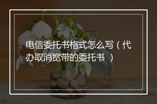 电信委托书格式怎么写（代办取消宽带的委托书 ）