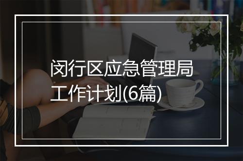 闵行区应急管理局工作计划(6篇)