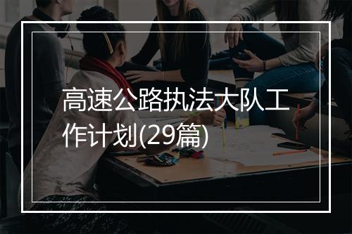 高速公路执法大队工作计划(29篇)