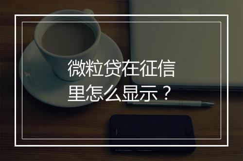 微粒贷在征信里怎么显示？