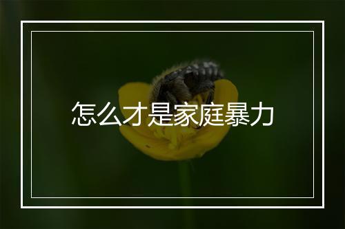 怎么才是家庭暴力