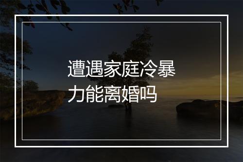 遭遇家庭冷暴力能离婚吗