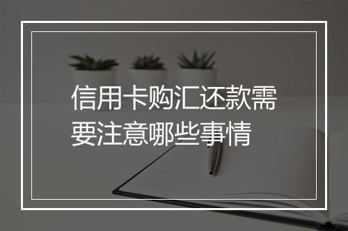信用卡购汇还款需要注意哪些事情