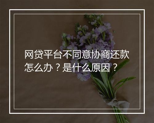 网贷平台不同意协商还款怎么办？是什么原因？