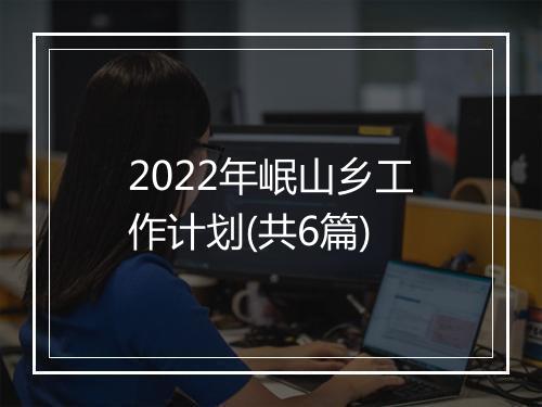 2022年岷山乡工作计划(共6篇)